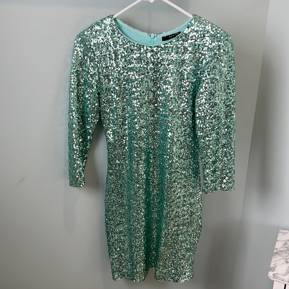 Aqua Sequin Bodycon Dress
